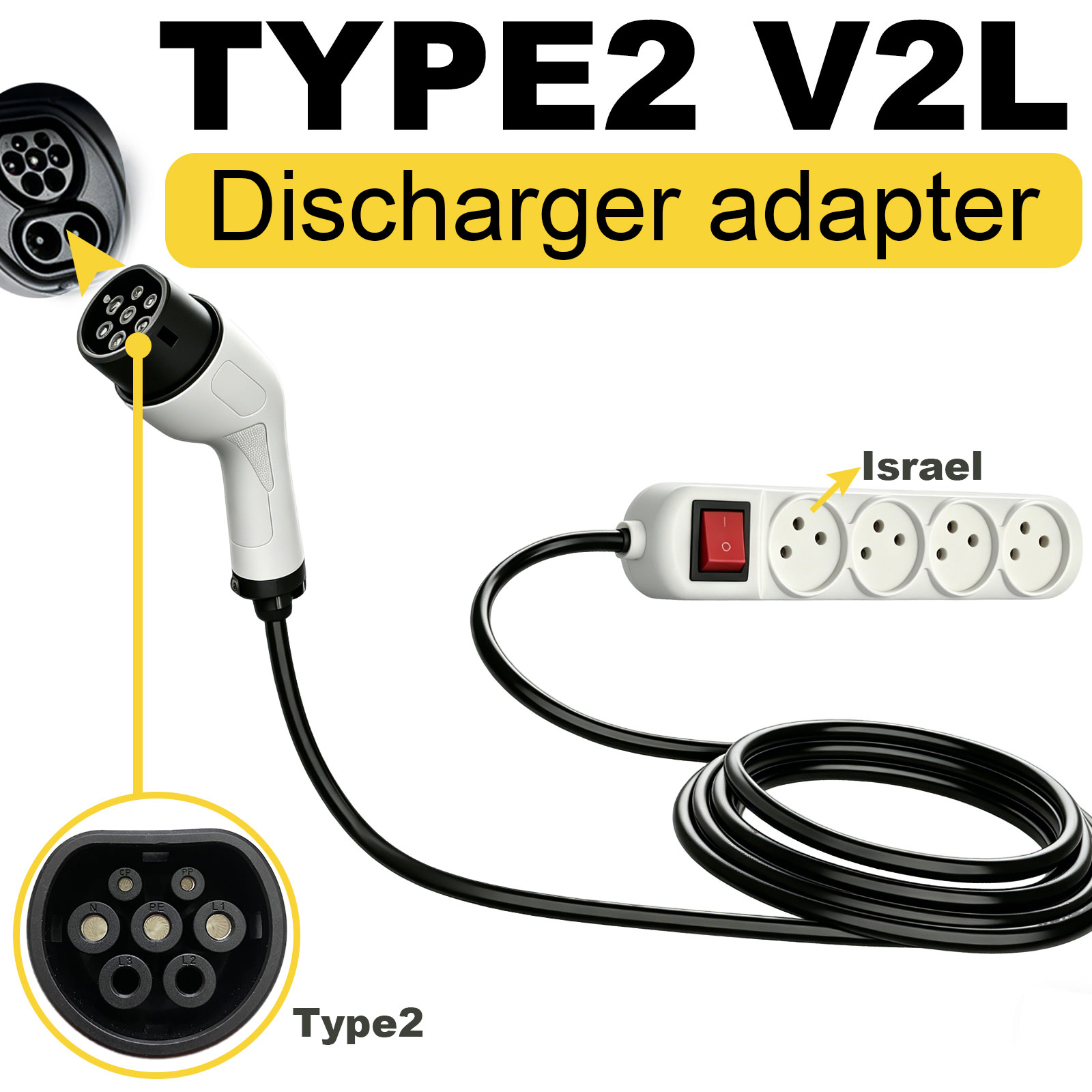 Outdoor Power Outlet Extension - Adattatore di scarico V2L Tipo 2