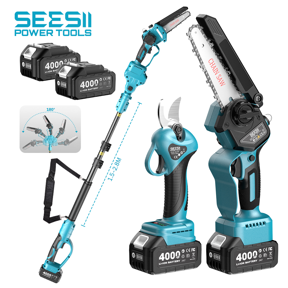 Pole Saw Cordless - SEESII Forbici Elettriche Senza Fili 3-in-1