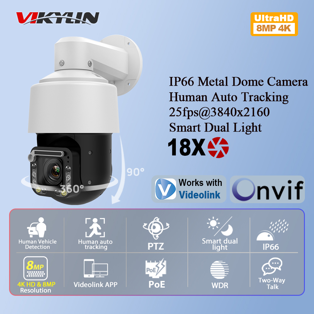 Outdoor Power G Motion - Telecamera IP PTZ Vikylin 4K 8MP